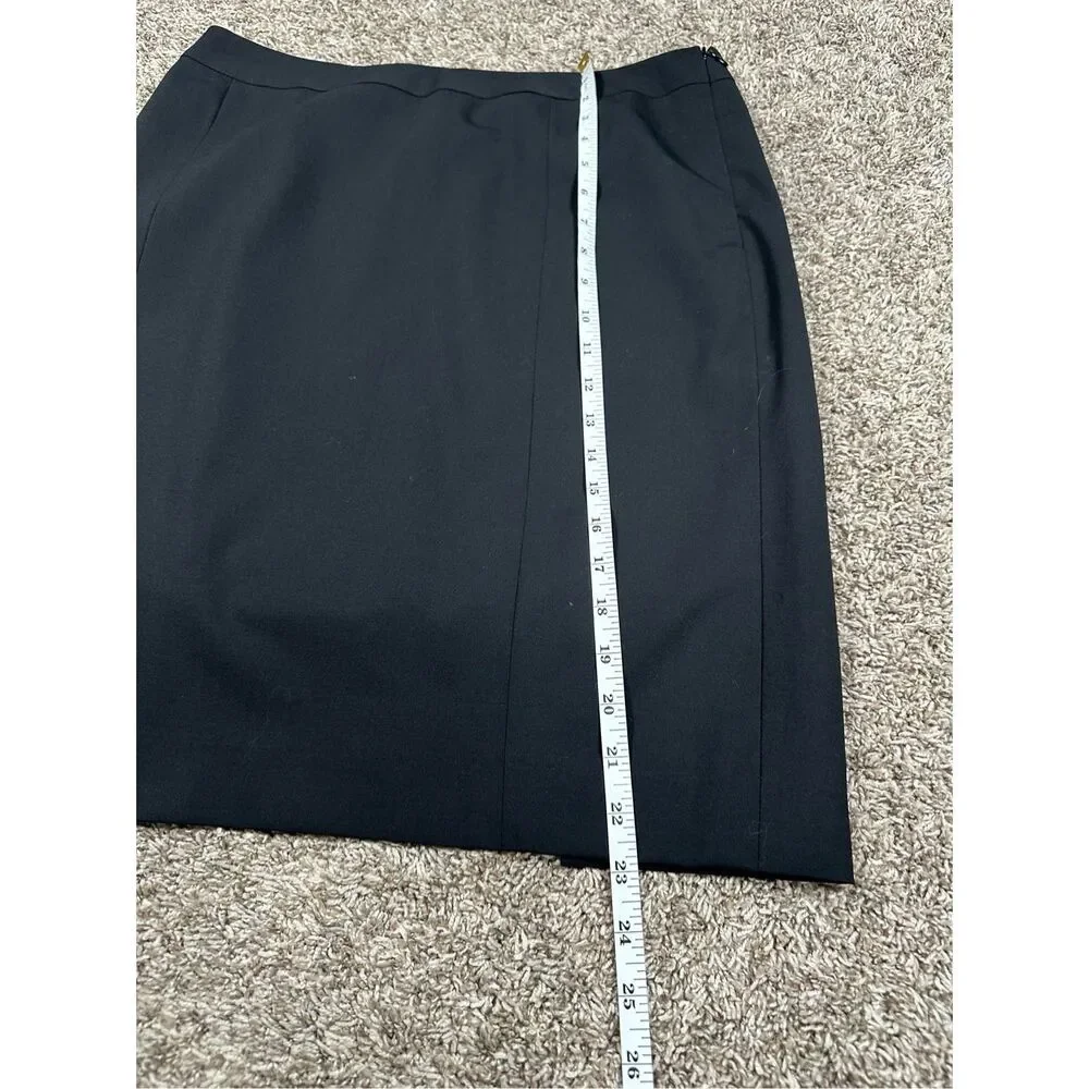 Lafayette New York 148 Virgin Wool Pencil Knee Length Black Skirt 14 Office